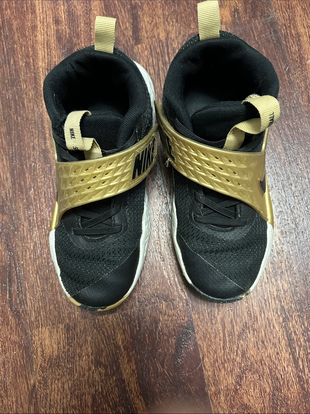 Nike Kids Black and Gold Strap Sneakers
